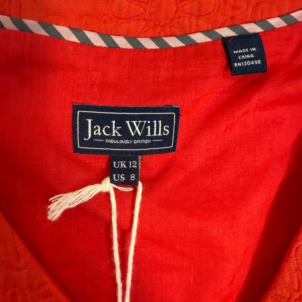 Jack Wills Norbury Jacquard Dress Ruby Red V Neck Fit‎ Flare UK 12 US 8 - Picture 5 of 8